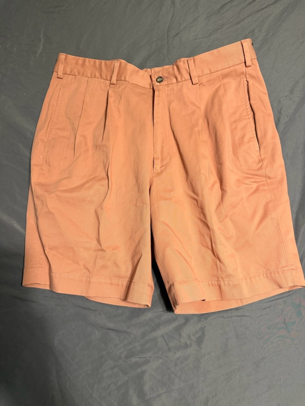 Men's Flat Front Cotton Shorts in Salmon Peach